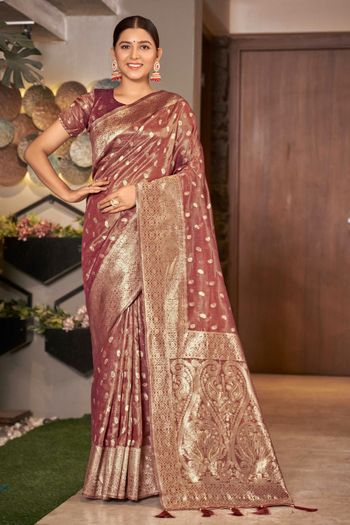 Simar silk Woven Designer Classic Saree in Rust In Rust Colour SR05780143 A