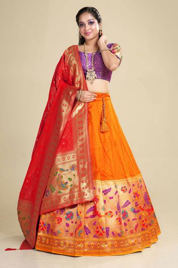 Half Saree Lehenga for South Indian Wedding Kanjivaram Half Saree Lehenga  With Dupatta | Half saree lehenga, Indian wedding wear, Silk half saree