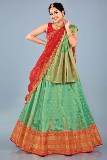 Zari And Diamond Work Silk Semi Stitched Saree SR02290596