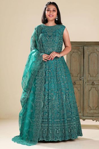 Zari Embroidery Beads Work Anarkali Suit SM02290087