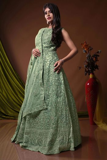 Zari Embroidery With Coding Jarken Work Anarkali Suit SM02290093