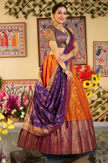 Zari Embroidery Work Silk Semi Stitched Saree SR02290614