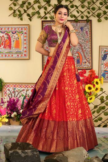 Zari Embroidery Work Silk Semi Stitched Saree SR02290618