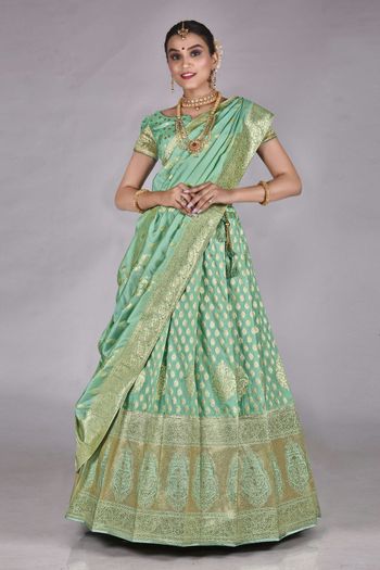 Zari Work Silk Semi Stitched Saree SR02290482