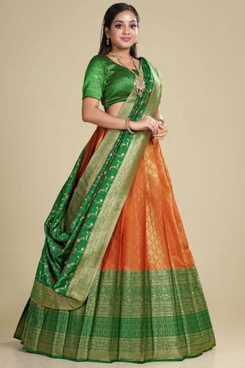 Zari Woven Silk Semi Stitched Saree SR02290463