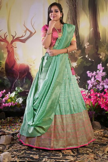 Zari Woven Work Silk Semi Stitched Saree SR02290553