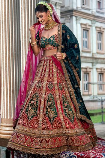 Buy Velvet Fabric Heavy Embroidered Bridal Look Designer Lehenga Choli In  online from SareesBazaar IN at lowest prices