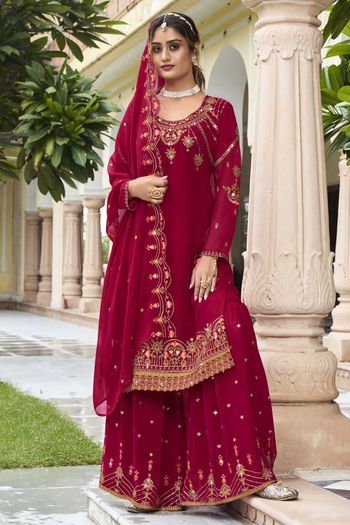 Heavy Thread Embroidery With Sequins Work Salwar Kameez  SM01353055