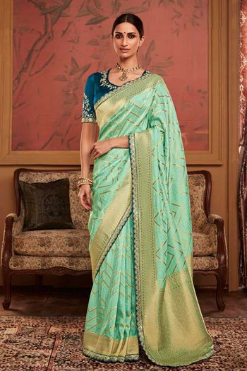 Jacquard Woven And Embroidred Work Saree With Blouse SR01353002