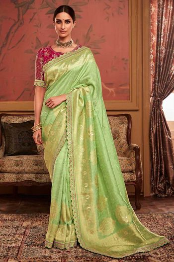 Jacquard Woven And Embroidred Work Saree With Blouse SR01353007