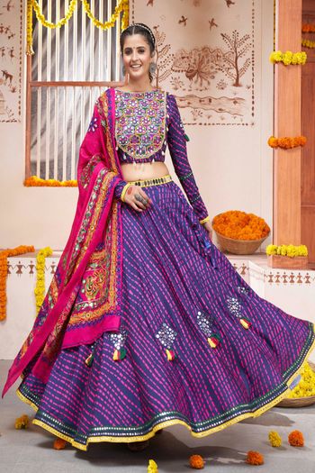 Buy Blue Lehenga And Dupatta Satin Organza Embroidered Mirror Bridal Set  For Women by Vvani by Vani Vats Online at Aza Fashions.