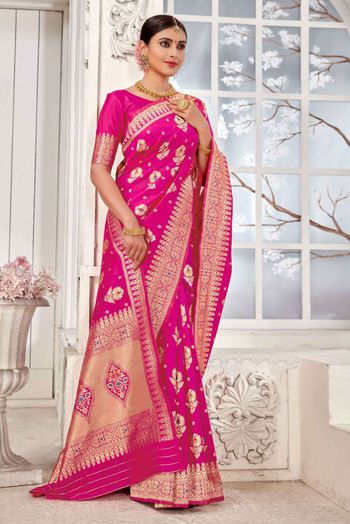 Banarasi Silk Woven Sarees In Magenta Colour SR05644000