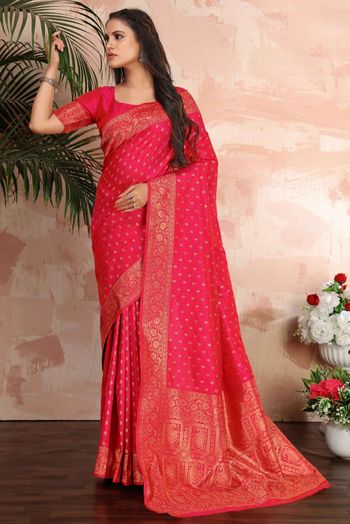 Banarasi Silk Woven Sarees In Magenta Colour SR05644031