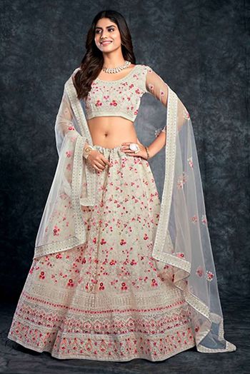Butterfly Net Embroidery Lehenga Choli In Off White Colour LD05419814