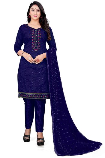 Chanderi Embroidery Salwar Kameez In Blue Colour SM05419842