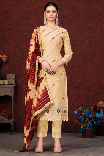 Chanderi Embroidery Salwar Kameez In Yellow Colour SM05419771