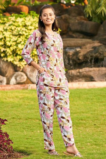 Buy NIGHT VIEW Night Suit Set for Women, rib cord fabric ,regular