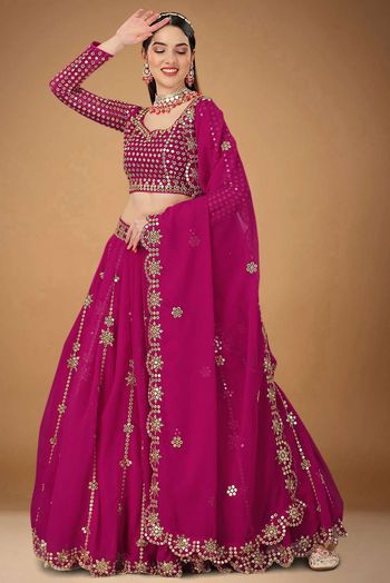 Faux Georgette Embroidery Lehenga Choli In Magenta Colour LD05643949