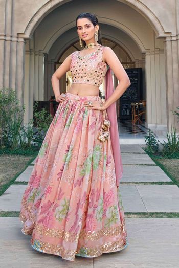 Georgette Embroidered Lehenga Choli In Pink Colour In Pink Colour LD05644322 A