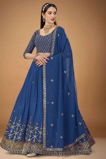 Georgette Embroidery Lehenga Choli In Blue Colour LD05643954