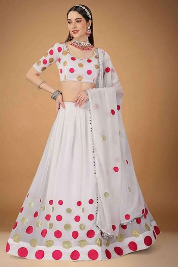 Georgette Embroidery Lehenga Choli In Off White Colour LD05643944