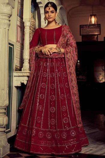 Georgette Embroidery Lehenga Choli In Pink Colour LD05643923