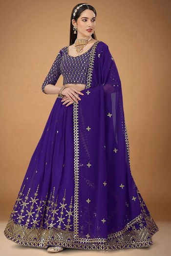 Georgette Embroidery Lehenga Choli In Purple Colour LD05643957