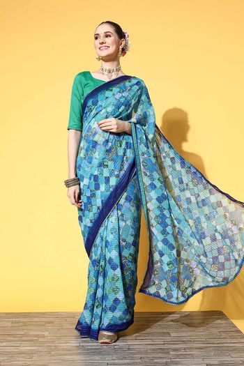 Georgette Embroidery Sarees SR054110345