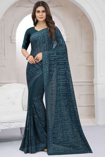 Georgette Embroidery Sarees In morpeach Colour SR05644066