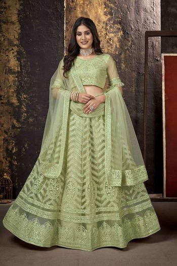 Net Embroidered Lehenga Choli In Green Colour LD05644360