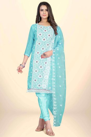 Organza Embroidery Salwar Kameez In Blue Colour SM05419858