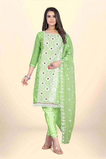 Organza Embroidery Salwar Kameez In Green Colour SM05419860