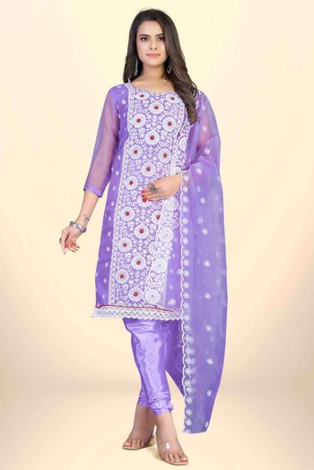 Organza Embroidery Salwar Kameez In Purple Colour SM05419855