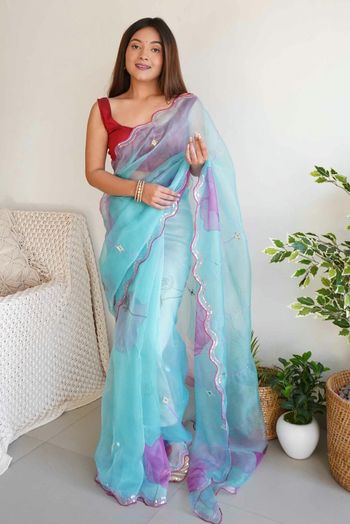 Organza Embroidery Sarees SR054110340