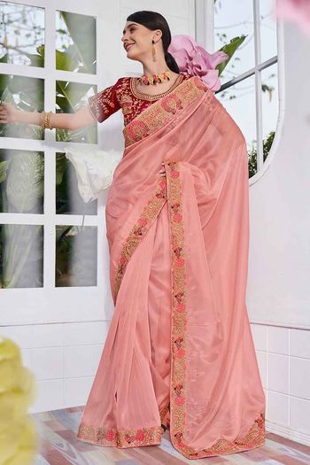 Satin Embroidery Sarees SR054110279