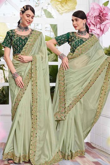 Satin Embroidery Sarees SR054110275