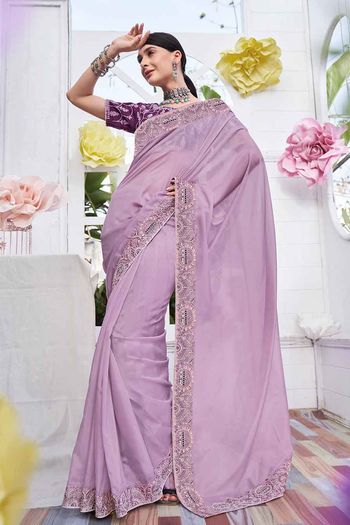 Satin Embroidery Sarees SR054110276