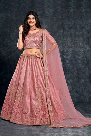 Silk Embroidery Lehenga Choli In Pink Colour LD05419807