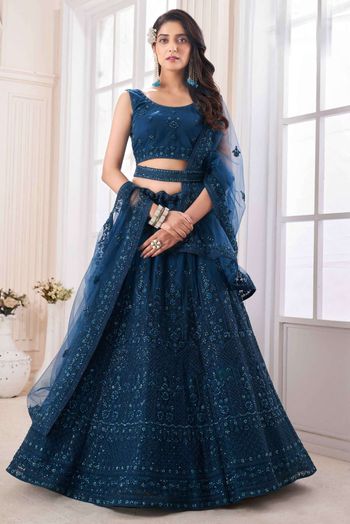 Soft Net Dori Work Lehenga Choli In Teal Colour LD05643935