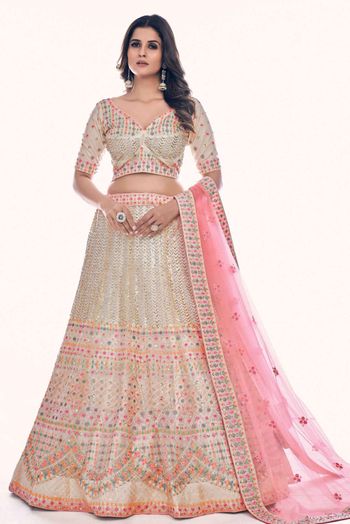 Soft Net Thread Work Lehenga Choli In White Colour LD05644329