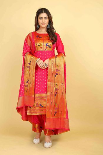 Soft Silk  Thread work Salwar Kameez In Magenta Colour SM05644108