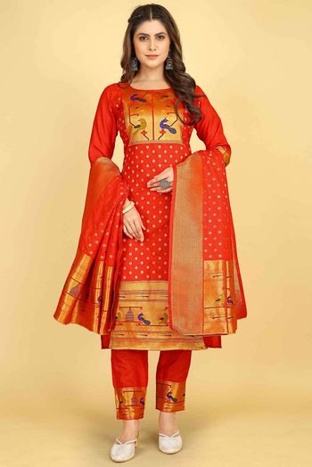 Soft Silk  Thread work Salwar Kameez In Red Colour SM05644107