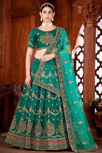 Taffeta Silk  Thread Work Lehenga Choli In Sky Blue Colour LD05643392