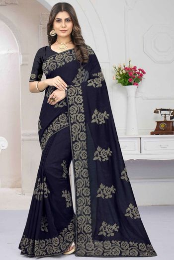 Vichitra Silk Embroidery Sarees In Grey Colour SR05644072