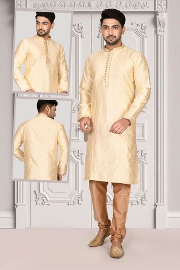 Brocade Readymade kurta and pajama with Embroidery work MNT05649046