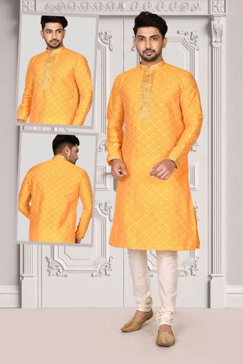 Brocade Readymade kurta and pajama with Embroidery work MNT05649064