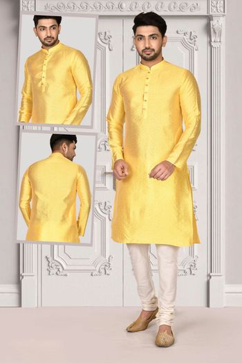 Brocade Readymade kurta and pajama with Embroidery work MNT05649052