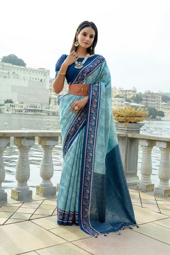 Cotton Silk Saree with Floral Print work SR05649274