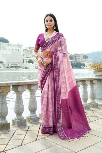 Cotton Silk Saree with Floral Print work SR05649277