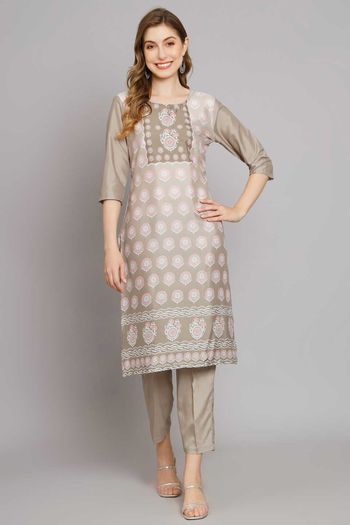 Crepe Readymade Kurti with Pant with Printed work KR05648943